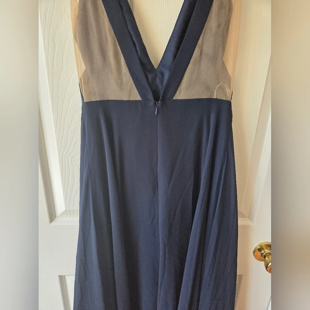 Jenny Yoo Navy V-Neck Chiffon Maxi Dress